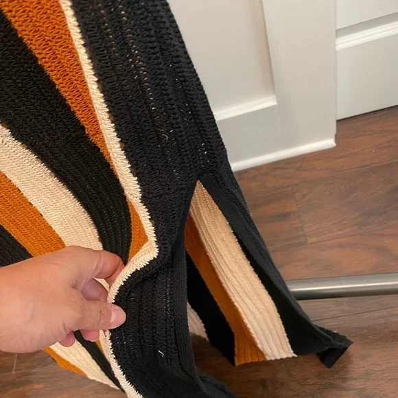 A.L.CMarco Vertical Stripe Cotton Pointelle Maxi Sweater Dress